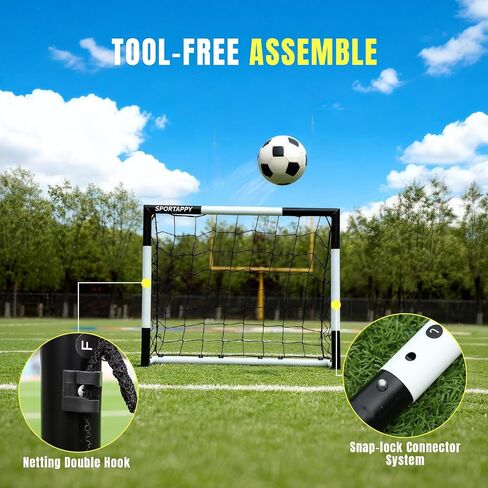 Metal Soccer Goal 3x2.5 FT - Heavy-Duty Outdoor Soccer Goal for Backyard Training - Weatherproof Goal Post with Carry Bag, Ground Stakes & Non-Slip Feet - Small Soccer Goal for Practice in Kuwait