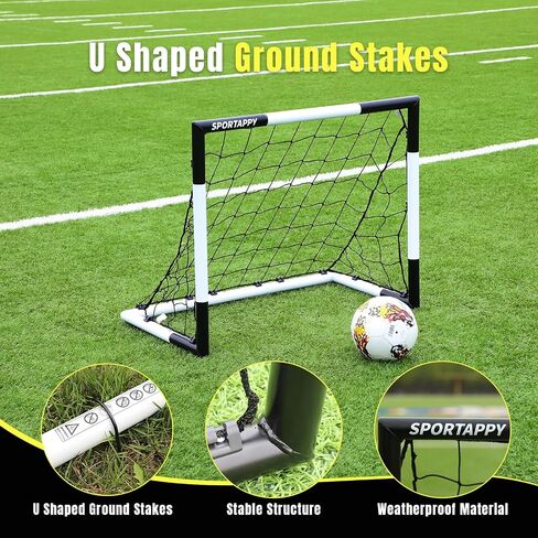 Metal Soccer Goal 3x2.5 FT - Heavy-Duty Outdoor Soccer Goal for Backyard Training - Weatherproof Goal Post with Carry Bag, Ground Stakes & Non-Slip Feet - Small Soccer Goal for Practice in Kuwait