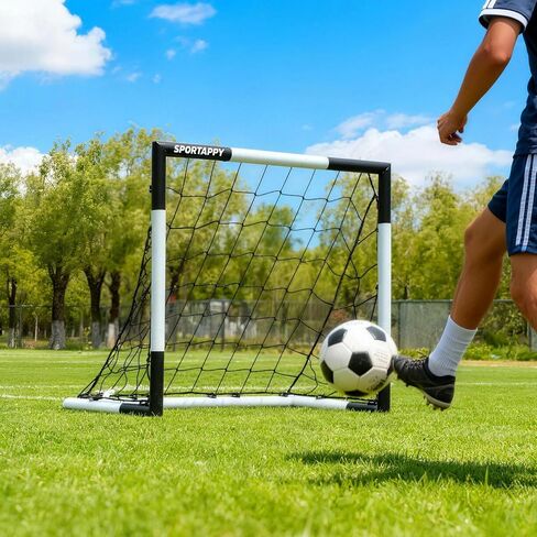 Metal Soccer Goal 3x2.5 FT - Heavy-Duty Outdoor Soccer Goal for Backyard Training - Weatherproof Goal Post with Carry Bag, Ground Stakes & Non-Slip Feet - Small Soccer Goal for Practice in Kuwait