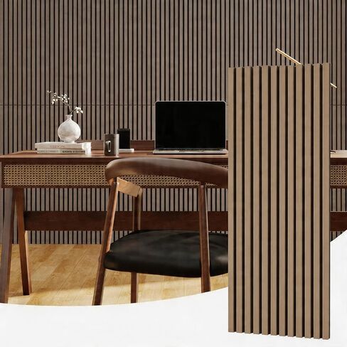 4 PC 3D Fluted Acoustic Wood Wall Panels, Soundproof Decorative Slat Wall Panel, Noise Absorption & Reduction for Modern Interior Decoration, Easy Installation，120 * 30cm in Kuwait