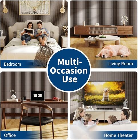 2 PC 3D Fluted Acoustic Wood Wall Panels, Soundproof Decorative Slat Wall Panel, Noise Absorption & Reduction for Modern Interior Decoration, Easy Installation，120 * 60cm in Kuwait