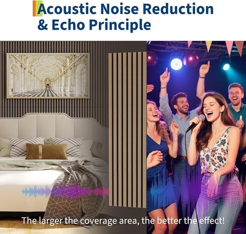 4 PC 3D Fluted Acoustic Wood Wall Panels, Soundproof Decorative Slat Wall Panel, Noise Absorption & Reduction for Modern Interior Decoration, Easy Installation，120 * 30cm in Kuwait