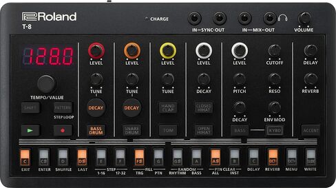 Roland AIRA Compact T-8 Beat Ultra-Portable Bass Machine Sounds | TR-REC Drum Sequencer | Six Rhythm Tracks & Hosa CMM-845 3.5 mm TS to 3.5 mm TS Unbalanced Patch Cables, 1.5 Feet in Kuwait