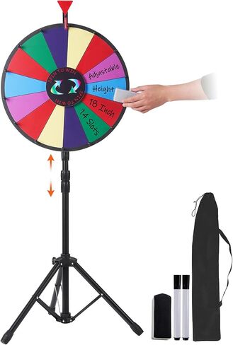VEVOR 24 in Spinning Prize Wheel, 14 Slots Spinning Wheel with Stand, Tabletop Win Fortune Roulette with a Dry Erase and 2 Markers, 6 Colors, Easy Assembly, for Party Pub Trade Show Carnival Events in Kuwait