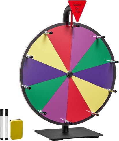 VEVOR 24 in Spinning Prize Wheel, 14 Slots Spinning Wheel with Stand, Tabletop Win Fortune Roulette with a Dry Erase and 2 Markers, 6 Colors, Easy Assembly, for Party Pub Trade Show Carnival Events in Kuwait
