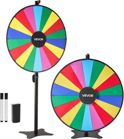 VEVOR 24 in Spinning Prize Wheel, 14 Slots Spinning Wheel with Stand, Tabletop Win Fortune Roulette with a Dry Erase and 2 Markers, 6 Colors, Easy Assembly, for Party Pub Trade Show Carnival Events in Kuwait