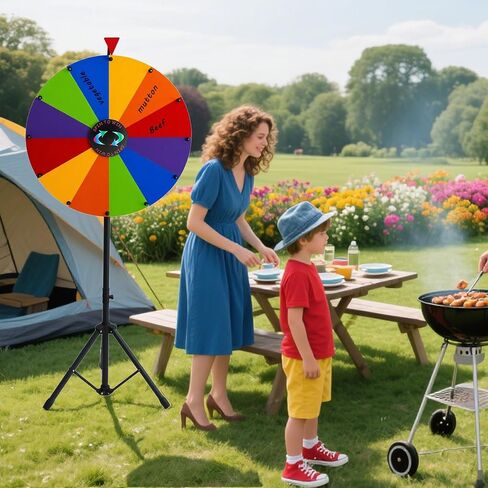 24 Inch Prize Spinning Wheel 12 Slots, DIY Modular Spin Wheel 50"-60" Height Adjustable with Folding Tripod Floor Stand, Spinner with Dry Erase Markers & Eraser for Carnival Trade Show Party in Kuwait