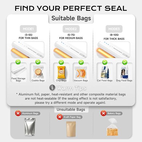 SEANCHEER Rechargeable Mini Bag Sealer, 3 Adjustable Levels Heat Sealer with Cutter & Magnet, Portable Bag Resealer for Chip, Plastic & Mylar Bags - Gift for Women Mom Wife Men Dad Husband Friends. in Kuwait