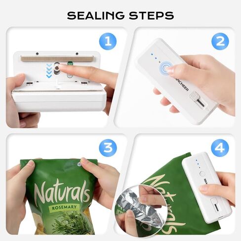 SEANCHEER Rechargeable Mini Bag Sealer, 3 Adjustable Levels Heat Sealer with Cutter & Magnet, Portable Bag Resealer for Chip, Plastic & Mylar Bags - Gift for Women Mom Wife Men Dad Husband Friends. in Kuwait