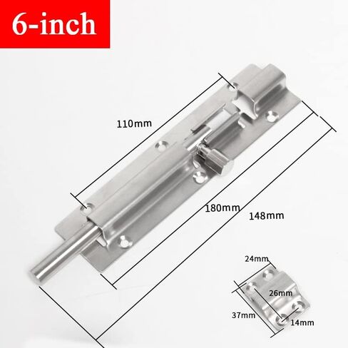 Door Lock,Gate Bolt Stainless,Slide,2 Pack Barrel, Thickened for, No-Drilling Installation, Brushed Finish with Screws in Kuwait