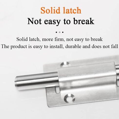 Door Lock,Gate Bolt Stainless,Slide,2 Pack Barrel, Thickened for, No-Drilling Installation, Brushed Finish with Screws in Kuwait