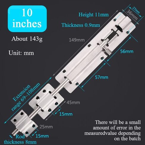 Door Lock,Gate Bolt Stainless,Slide,4 Pack Barrel Latch, Thickened Steel Sliding for, Brushed Finish ​with Screws in Kuwait