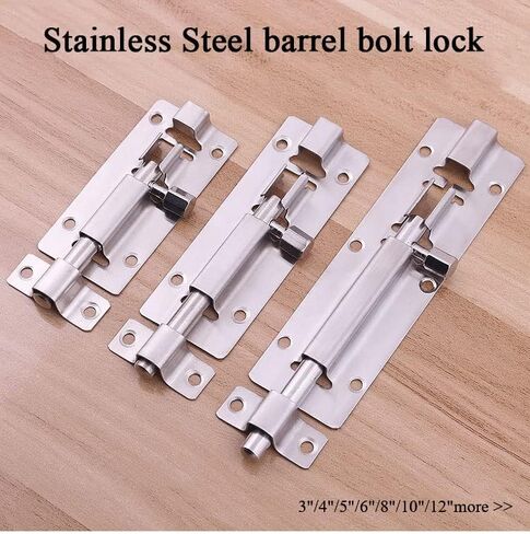 Door Lock,Gate Bolt Stainless,Slide,4 Pack Barrel Latch, Thickened Steel Sliding for, Brushed Finish ​with Screws in Kuwait