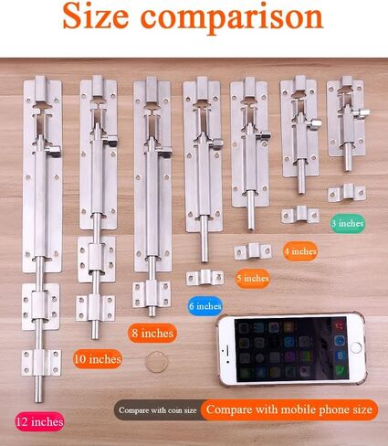 Door Lock,Gate Bolt Stainless,Slide,4 Pack Barrel Latch, Thickened Steel Sliding for, Brushed Finish ​with Screws in Kuwait