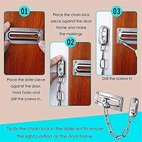 Door Chain Lock, Safe Buckle,Latch Safety Limiter,4 Pieces Metal Anti-Theft Hasp Security Room Bolt in Kuwait