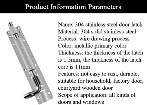 Door Lock,Gate Bolt Stainless,Slide,Solid Cast Steel Barrel, for Doors, Windows, Wooden Fences, Brushed Finish with Screws in Kuwait