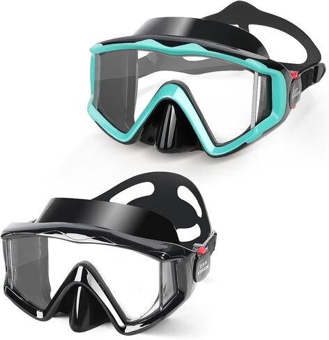 Pano 3-Window Snorkel Mask for Adults, Anti-Fog & Scratch-Resistant PC Lens Scuba Diving Mask, Wide View Swim Goggles with Liquid Silicone Skirt for Freediving, Swimming & Water Sports in Kuwait