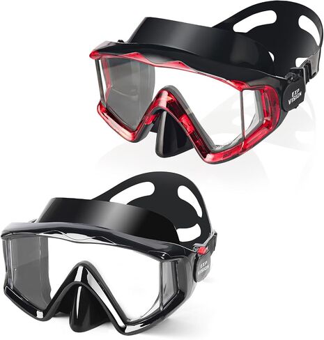 Pano 3-Window Snorkel Mask for Adults, Anti-Fog & Scratch-Resistant PC Lens Scuba Diving Mask, Wide View Swim Goggles with Liquid Silicone Skirt for Freediving, Swimming & Water Sports in Kuwait