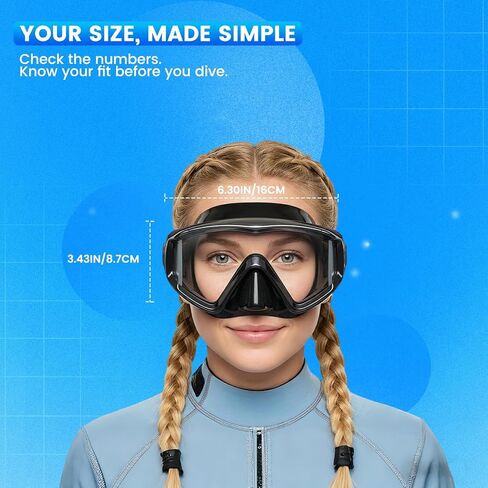 Pano 3-Window Snorkel Mask for Adults, Anti-Fog & Scratch-Resistant PC Lens Scuba Diving Mask, Wide View Swim Goggles with Liquid Silicone Skirt for Freediving, Swimming & Water Sports in Kuwait