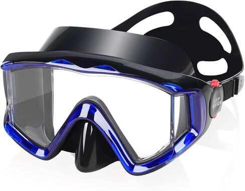Pano 3-Window Snorkel Mask for Adults, Anti-Fog & Scratch-Resistant PC Lens Scuba Diving Mask, Wide View Swim Goggles with Liquid Silicone Skirt for Freediving, Swimming & Water Sports in Kuwait