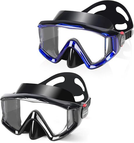 Pano 3-Window Snorkel Mask for Adults, Anti-Fog & Scratch-Resistant PC Lens Scuba Diving Mask, Wide View Swim Goggles with Liquid Silicone Skirt for Freediving, Swimming & Water Sports in Kuwait