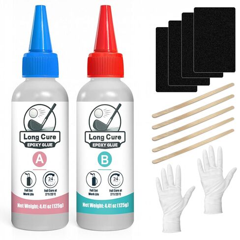 EIGTWEN 5min Golf Club Epoxy، 125+125ml إيبوكسي عمود الجولف ذو القوة الإضافية، ينطبق على جميع رؤوس الملاعب والسائقين والمضارب والمكاوي، متوافق مع أعمدة الجرافيت والفولاذ (علاج سريع) in Kuwait