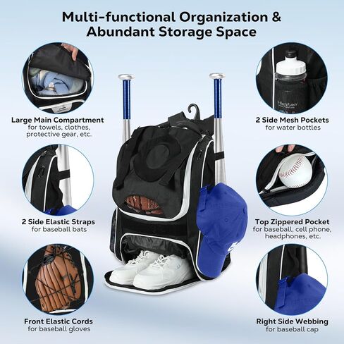 MoKo Baseball Bag for Youth, Softball Bag with External Helmet Holder & Fence Hook for T-Ball Bat Softball Equipment in Kuwait