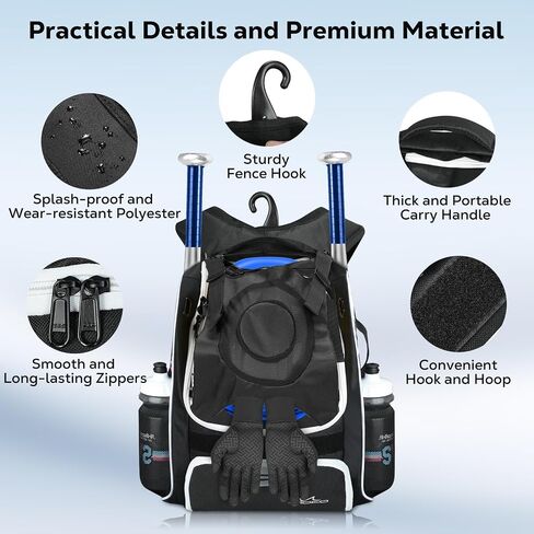 MoKo Baseball Bag for Youth, Softball Bag with External Helmet Holder & Fence Hook for T-Ball Bat Softball Equipment in Kuwait