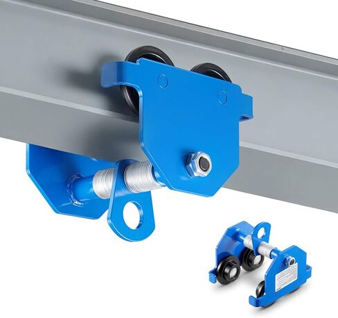 VEVOR Manual Trolley, 1100 lbs/0.5 Ton Capacity, Push Beam Trolley with Dual Wheels, Adjustable for I-Beam Flange Width 2.1" to 5.5", Heavy Duty Carbon Steel Garage Hoist for Straight & Curved I Beam in Kuwait