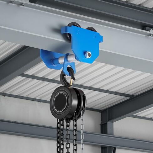 VEVOR Manual Trolley, 1100 lbs/0.5 Ton Capacity, Push Beam Trolley with Dual Wheels, Adjustable for I-Beam Flange Width 2.1" to 5.5", Heavy Duty Carbon Steel Garage Hoist for Straight & Curved I Beam in Kuwait
