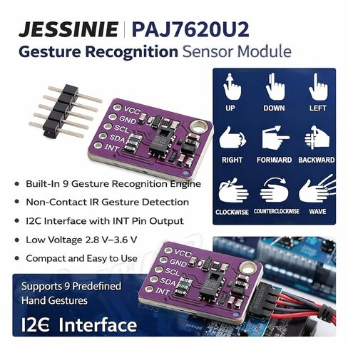 PAJ7620U2 Gesture Recognition Sensor Module, 2.8–3.6 V, I2C Interface in Kuwait
