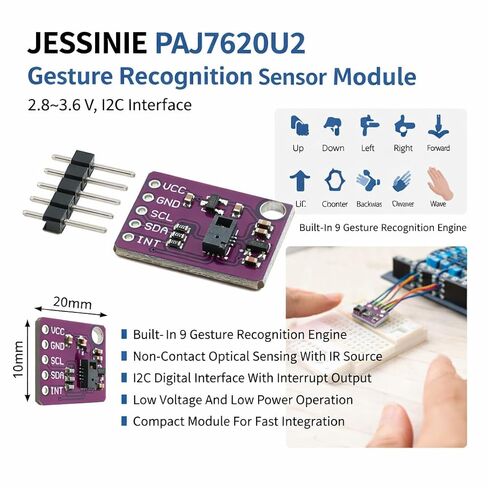 PAJ7620U2 Gesture Recognition Sensor Module, 2.8–3.6 V, I2C Interface in Kuwait