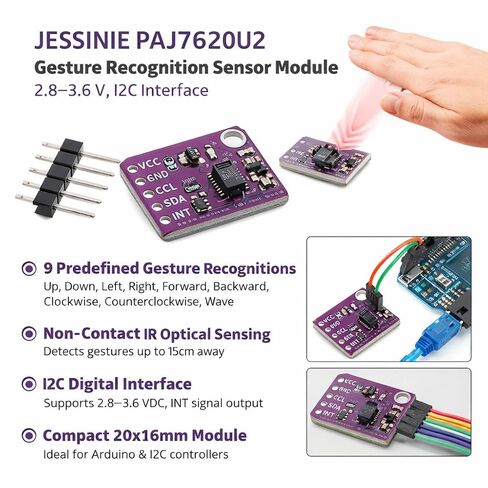 PAJ7620U2 Gesture Recognition Sensor Module, 2.8–3.6 V, I2C Interface in Kuwait