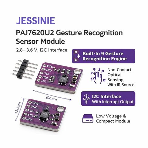 PAJ7620U2 Gesture Recognition Sensor Module, 2.8–3.6 V, I2C Interface in Kuwait