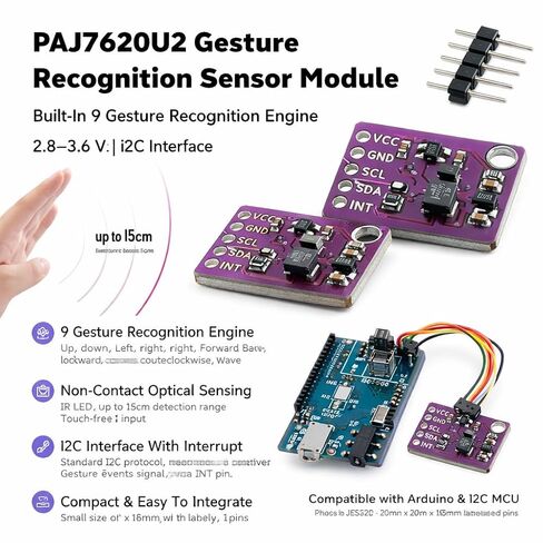 PAJ7620U2 Gesture Recognition Sensor Module, 2.8–3.6 V, I2C Interface in Kuwait