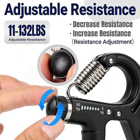 Xylsotyr Adjustable Hand Grip Strengthener 11-132 LBS (5-60KG), Portable Forearm Trainer & Finger Exerciser for Athletes, Musicians, Climbing & Injury Recovery in Kuwait