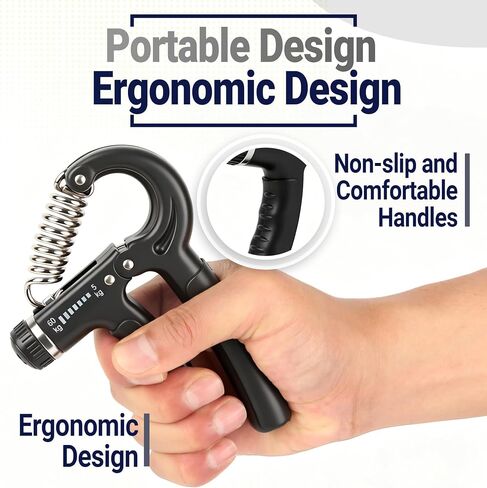 Xylsotyr Adjustable Hand Grip Strengthener 11-132 LBS (5-60KG), Portable Forearm Trainer & Finger Exerciser for Athletes, Musicians, Climbing & Injury Recovery in Kuwait