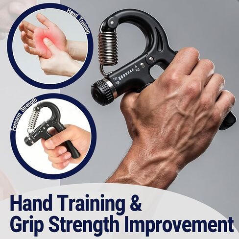 Xylsotyr Adjustable Hand Grip Strengthener 11-132 LBS (5-60KG), Portable Forearm Trainer & Finger Exerciser for Athletes, Musicians, Climbing & Injury Recovery in Kuwait