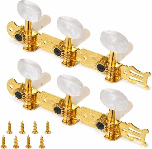 1 Pair Classical Guitar Tuning Pegs 3L 3R Acoustic Guitar Tuners Machine Head Metal String Pegs Tuning Keys with Screws Plastic Tuner Knobs Parts Accessories (Gold) in Kuwait
