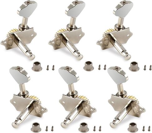 Guitar String Tuning Pegs Open Gear Machine Heads Tuners Slotted Head 1:18 Gear Ratio Tuning Keys 3L 3R for Folk Acoustic Guitar Classical Guitar Ukulele or Electric Guitar Chrome Butterbean. in Kuwait