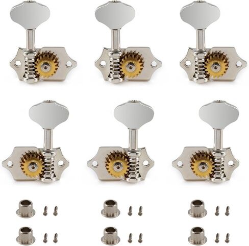 Guitar String Tuning Pegs Open Gear Machine Heads Tuners Slotted Head 1:18 Gear Ratio Tuning Keys 3L 3R for Folk Acoustic Guitar Classical Guitar Ukulele or Electric Guitar Chrome Butterbean. in Kuwait
