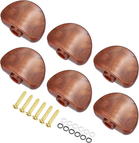 MECCANIXITY 6Pcs Guitar Tuning Pegs Knob Plastic with Gold Screws and Washer, Coffee Brown in Kuwait