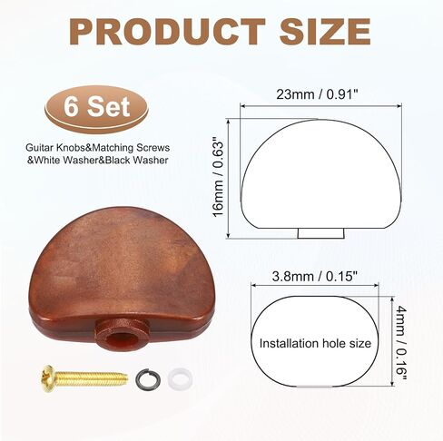 MECCANIXITY 6Pcs Guitar Tuning Pegs Knob Plastic with Gold Screws and Washer, Coffee Brown in Kuwait