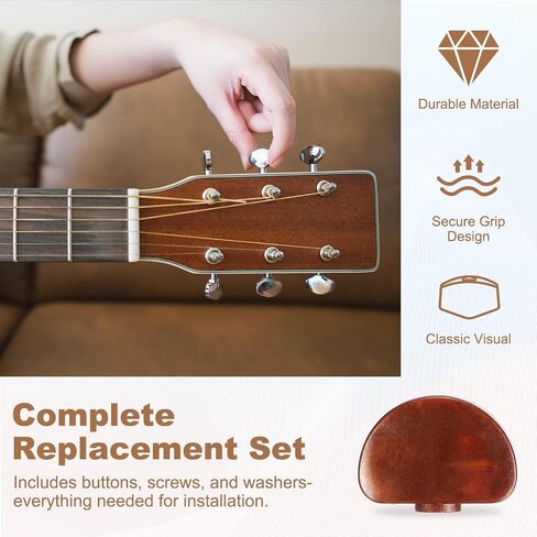 MECCANIXITY 6Pcs Guitar Tuning Pegs Knob Plastic with Gold Screws and Washer, Coffee Brown in Kuwait
