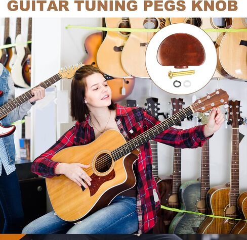 MECCANIXITY 6Pcs Guitar Tuning Pegs Knob Plastic with Gold Screws and Washer, Coffee Brown in Kuwait