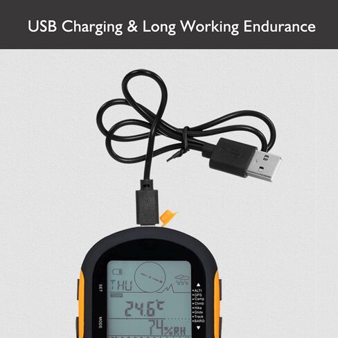 Pissente GPS مقياس الارتفاع، ABS متعدد الوظائف مقياس الضغط مع بوصلة ومقياس الحرارة، Beidou المزدوج تتبع USB قابلة للشحن IPX4 مصباح يدوي، للمشي لمسافات طويلة وتسلق التخييم in Kuwait