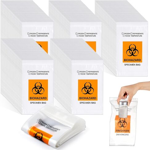 500 قطعة من أكياس عينات المخاطر الحيوية البرتقالية من Teenyyou مقاس 6 × 9 بوصة مع شعار Biohazard العلوي قابل للغلق ومناسبة لمرافق اختبار المختبر مع حقيبة مستندات خارجية (6 × 9 بوصة) in Kuwait