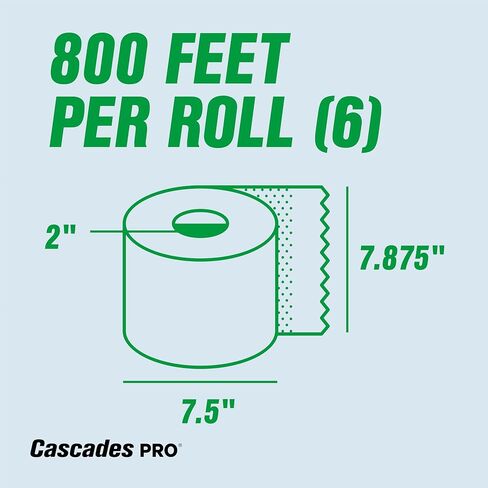 Cascades PRO Select Strong and Absorbent Hand Paper Towels - Suitable for Most Universal Dispensers - Paper Towel Rolls Bulk - 800 Feet/ Roll, 6 Rolls/Pack - H080 - White in Kuwait