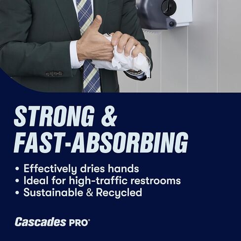 Cascades PRO Select Strong and Absorbent Hand Paper Towels - Suitable for Most Universal Dispensers - Paper Towel Rolls Bulk - 800 Feet/ Roll, 6 Rolls/Pack - H080 - White in Kuwait