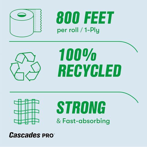 Cascades PRO Select Strong and Absorbent Hand Paper Towels - Suitable for Most Universal Dispensers - Paper Towel Rolls Bulk - 800 Feet/ Roll, 6 Rolls/Pack - H080 - White in Kuwait